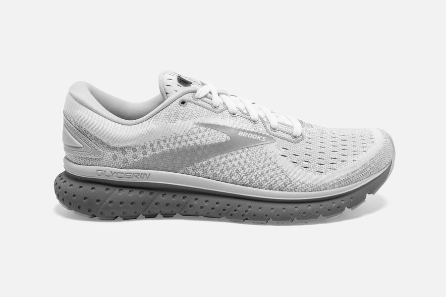 Brooks Glycerin 18 Road Running Shoes Womens - White/Grey - TEGPC-4253